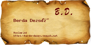 Berda Dezső névjegykártya